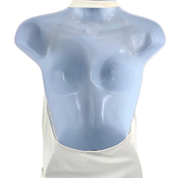 Amanda Uprichard | Maxwell Halterneck Asymmetrical Mini Dress in Ivory Size M - Picture 11 of 12